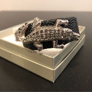 Tasha Black and Silver Alligator Bling Cuff
